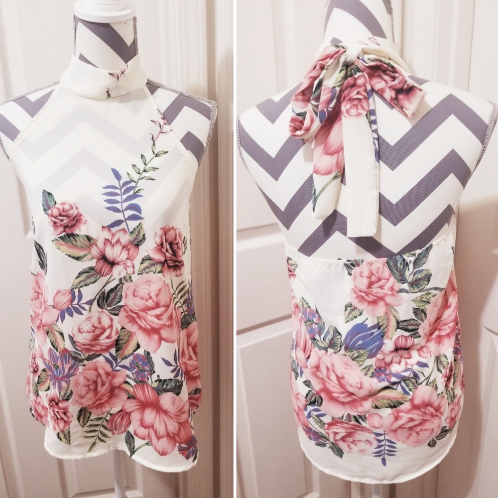 NWT* Floral High Neck Halter Top *